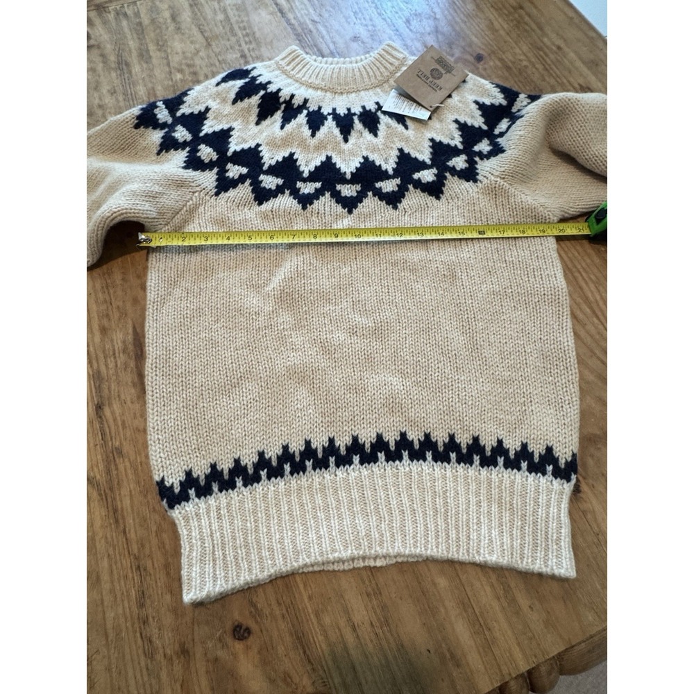 NWT Keep Bell Wool Hand Knit Cream Black Fisherman Sweater Fair Isle Nordic Sz M - Picture 10 of 13